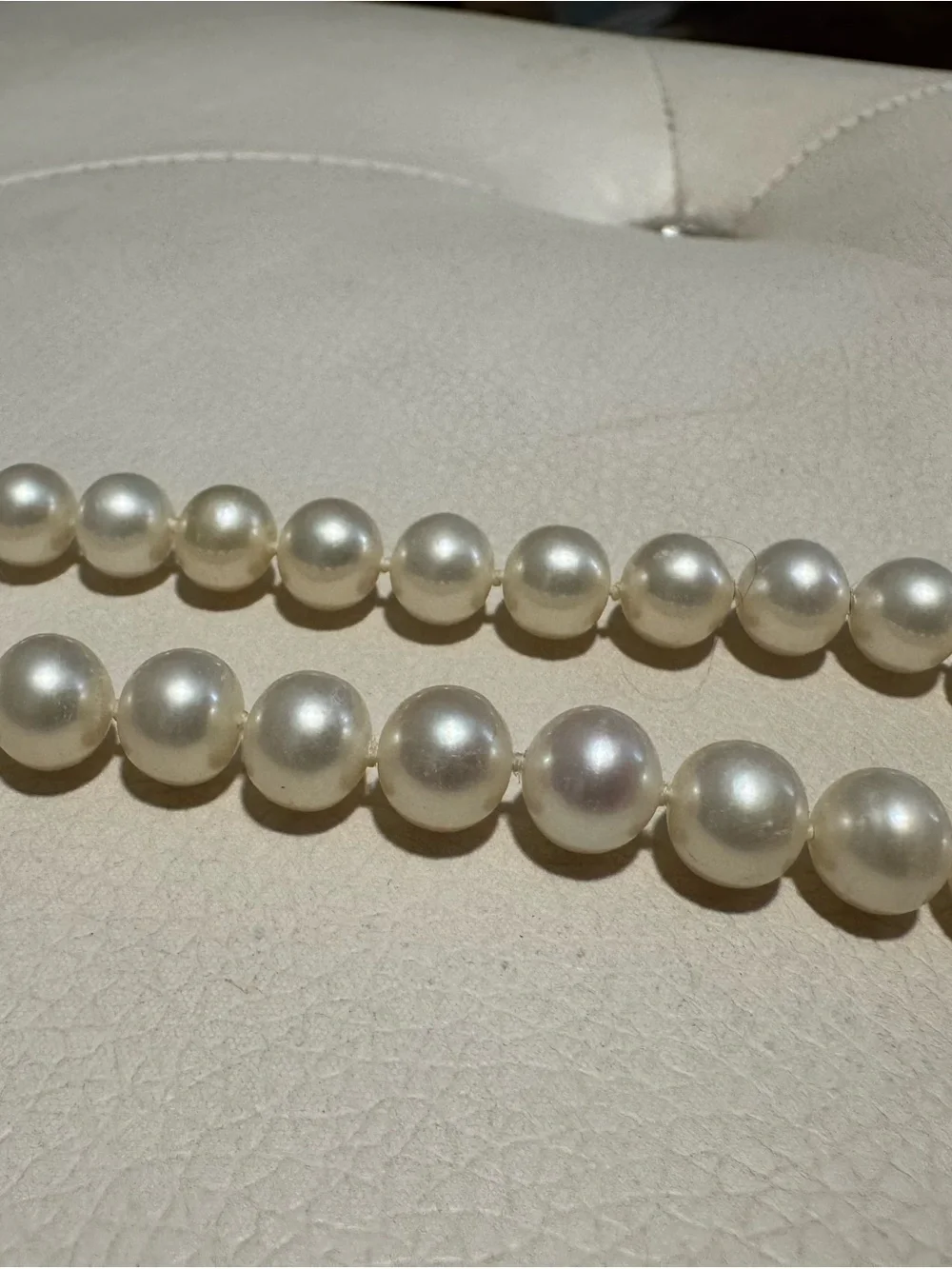 💲💲Genuine Round Pearl Individually Strung Short Necklace 17”